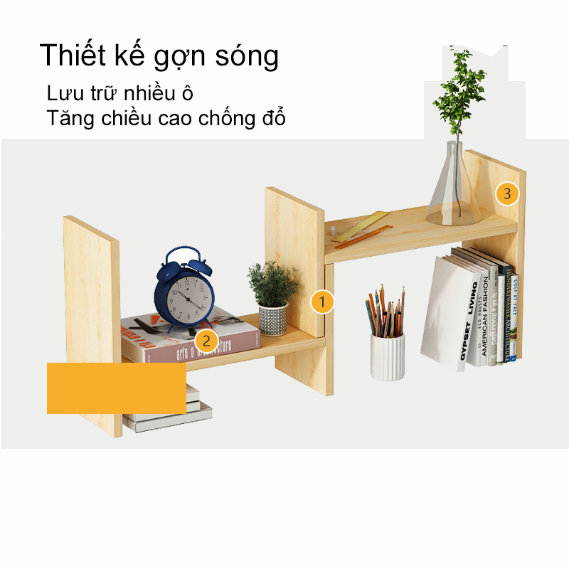 [Loại 2]Kệ Sách Gỗ Để Bàn Năng Điều Chỉnh Được Kích Thước Để Sách Đồ Dùng Cá Nhân Bằng Decor Bàn Làm Việc Bàn Học