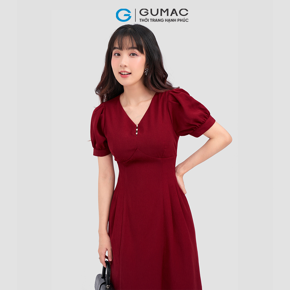 Đầm kiểu nút ngọc trai thời trang GUMAC DC12070