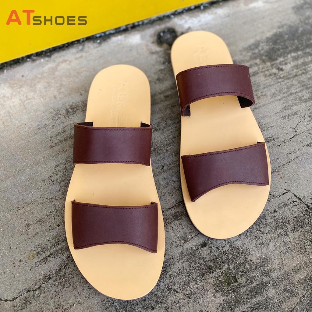 Dép da nam cao cấpDA BÒ THẬTDép sandal nam Hàng Thiết Kế Trẻ Trung Atshoes QN204