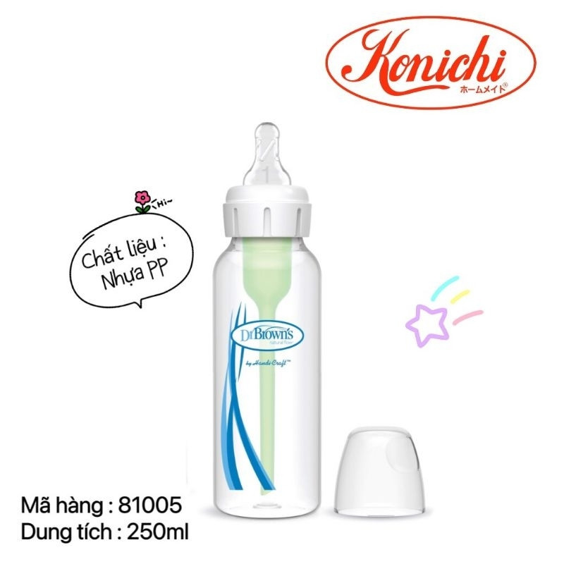 Bình sữa Dr.Brown's cổ thường 250ml nhựa PP Options Plus