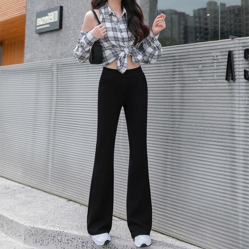 Quần Ống Loe Nữ CHIPY Màu Đen Lưng Cạp Cao Dáng Dài Công Sở Co Giãn 4 Chiều Chất Thun Cao Cấp Legging Ôm Siêu Tôn Dáng
