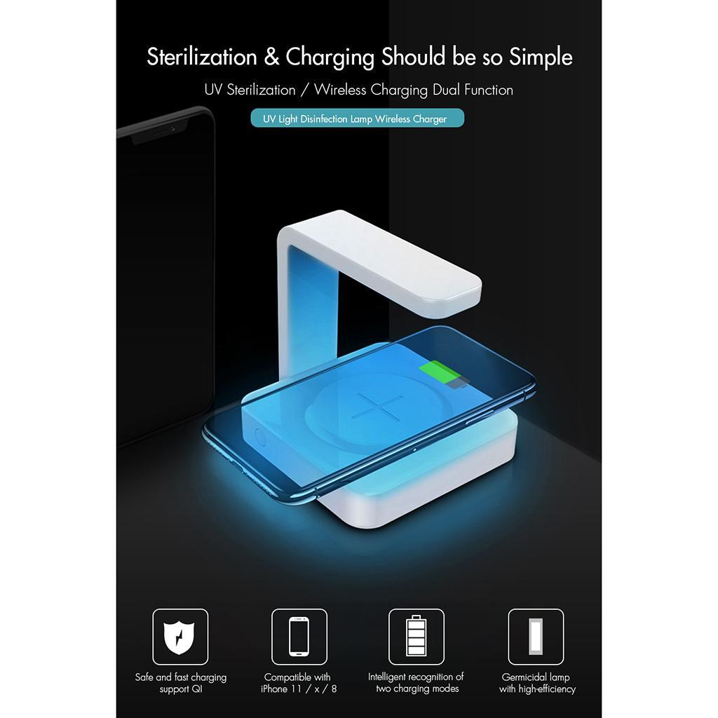 2 In 1 QI Wireless Fast Charger 10W Mobile Phone Sterilization UV Germicidal