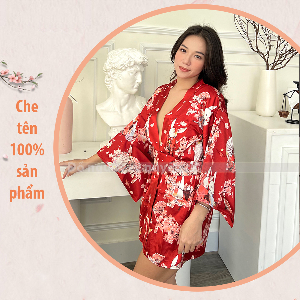 Áo choàng ngủ hoa kimono phong cách nhật bản gợi cảm P28 - Váy ngủ áo choàng cao cấp quyến rũ - Đồ ngủ nữ sexy