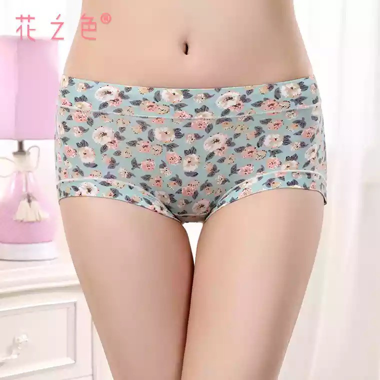 Quần lót nữ cao cấp điều hoà thông hơi thun lạnh cạp cao chất đẹp,co giãn 4 chiều,với họa tiết in hoa sinh động Freesize 45-60kg 5084