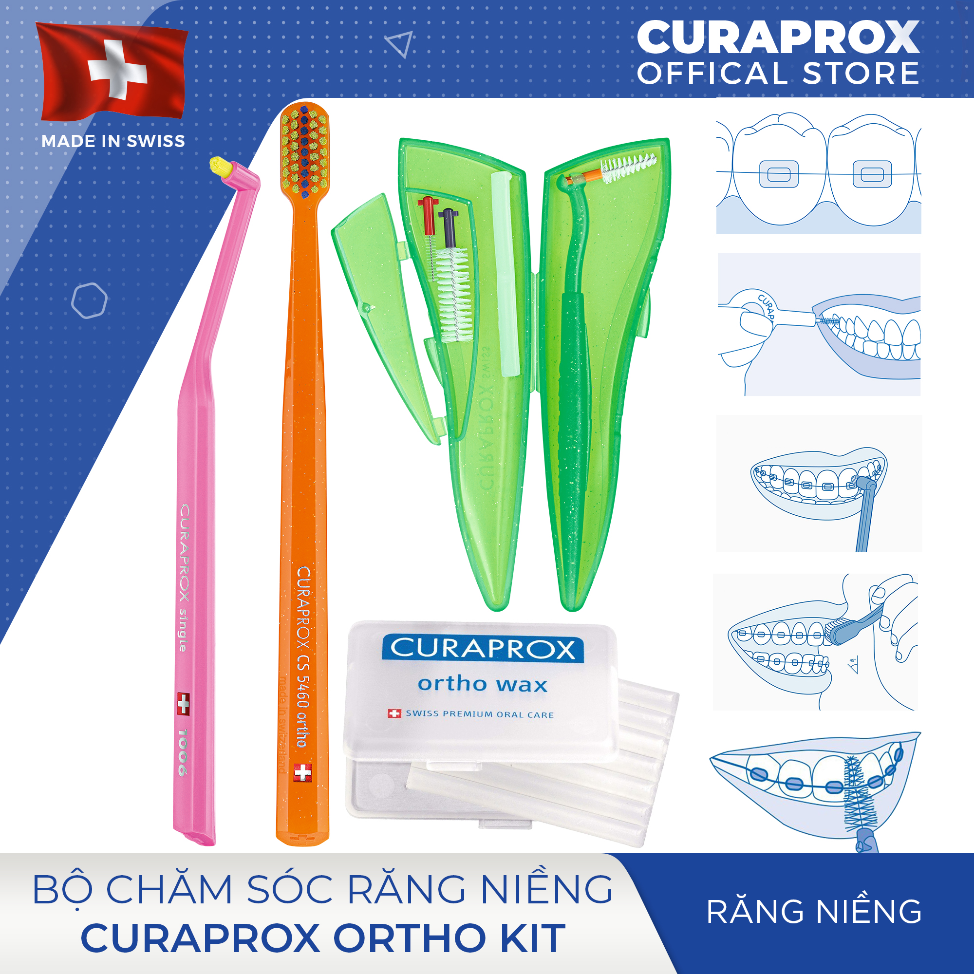 Bộ chăm sóc răng niềng Curaprox Ortho Kit