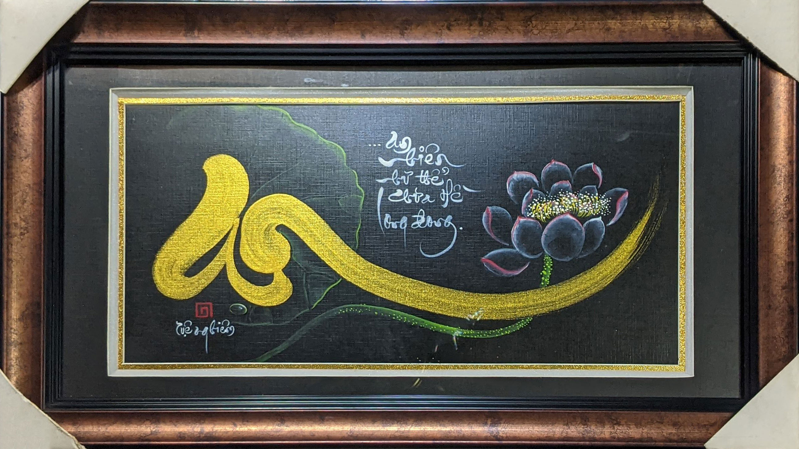 Tranh thư pháp kính thướt 40x70cm
