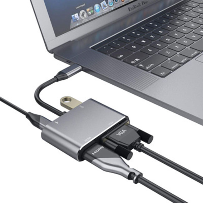 Cáp chuyển USB Type-c ra 4 cổng PD/HDMI/ VGA/ USB và cổng sạc hỗ trợ chế độ Dex - UHV41160-US03-Hàng Chính Hãng