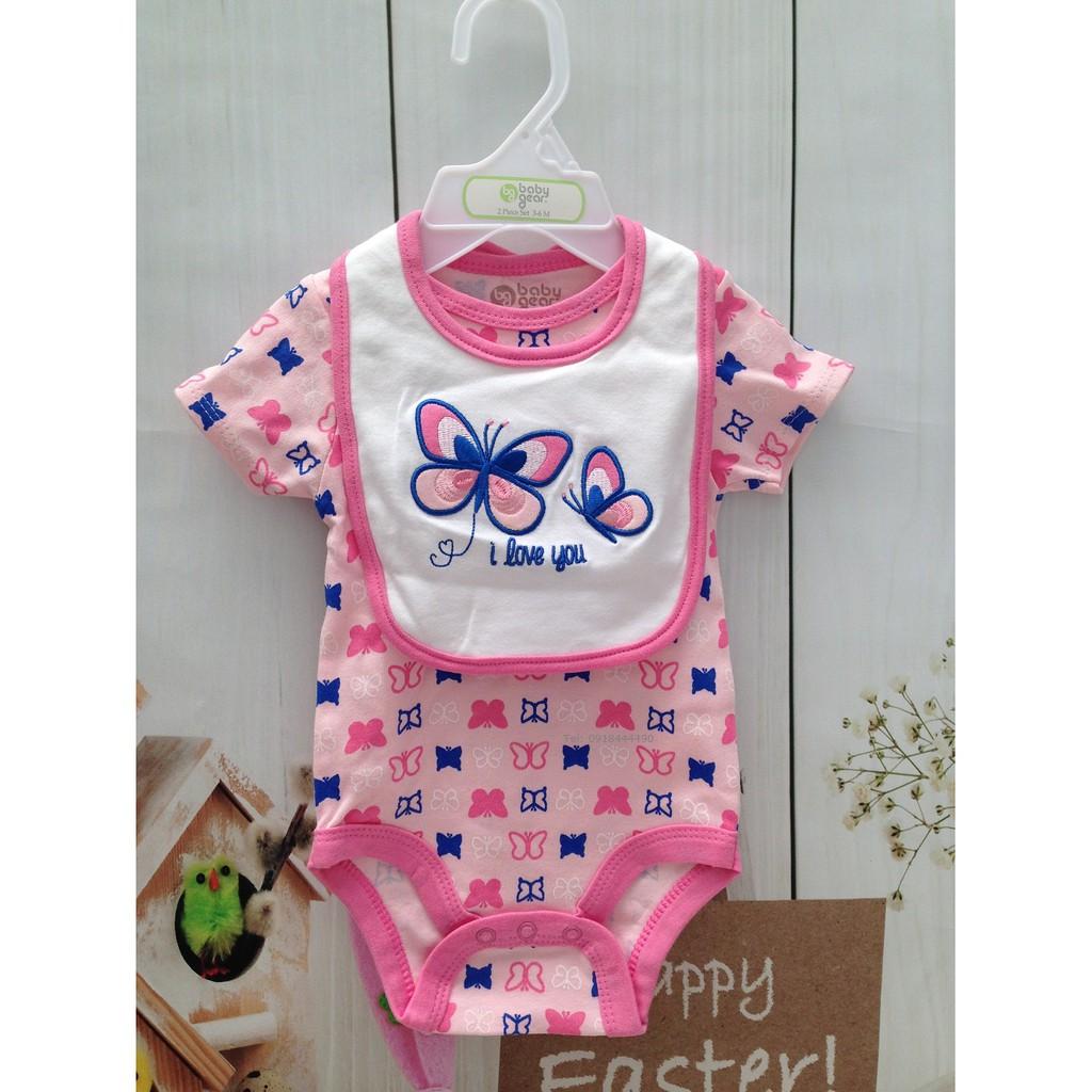Set body kèm yếm cho bé trai bé gái 0-6 tháng chất cotton đẹp co giãn