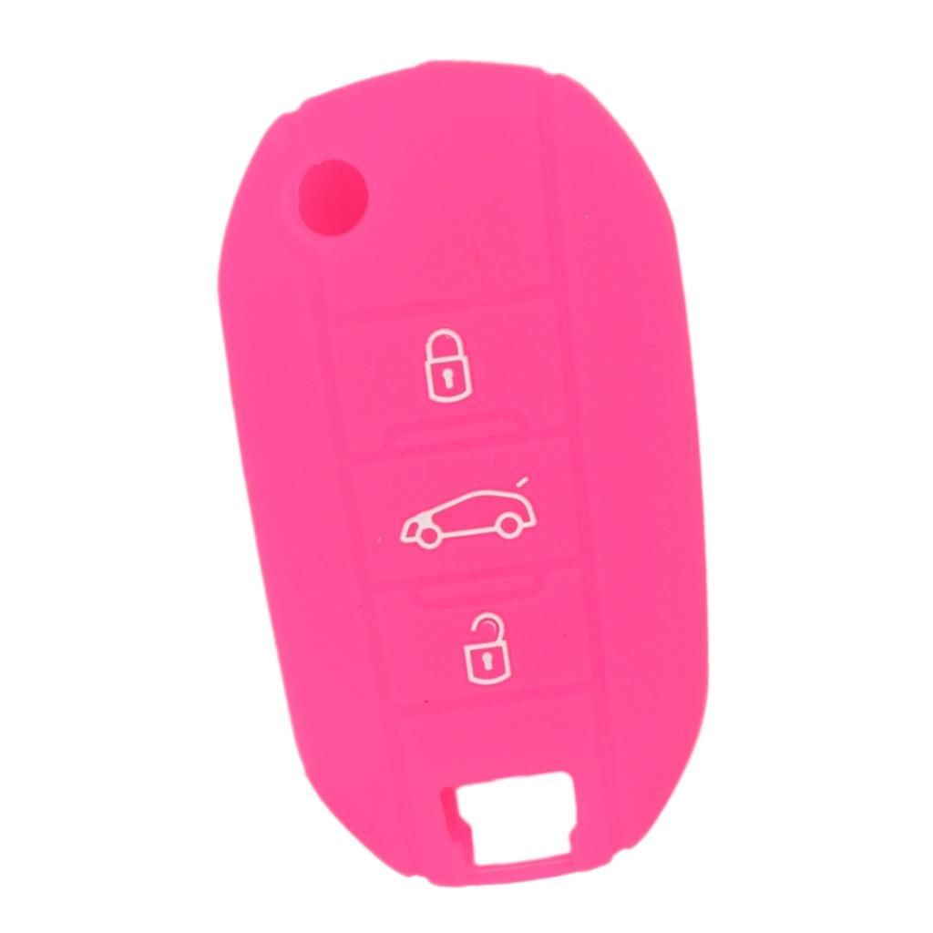 Silicone Car Key Case Cover Fit for AUDI Folding Remote Key Fob Case Shell 3 Buttons Rose Red