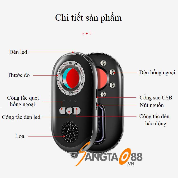 Máy do tìm tín hiệu camera mini đa năng tích hợp báo động chống trộm cao cấp K98 (Tặng đèn 4 led dán tủ dán tường đa năng)