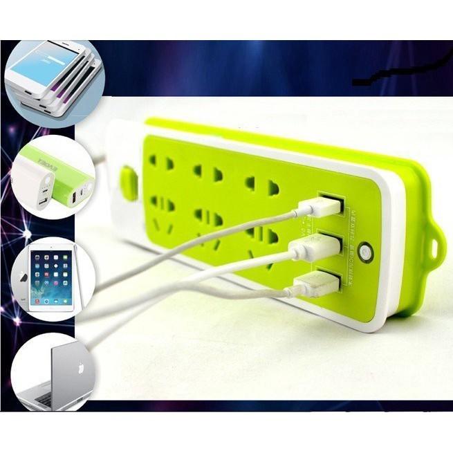 Ổ điện thông minh kiêm cổng sạc pin điện thoại xanh