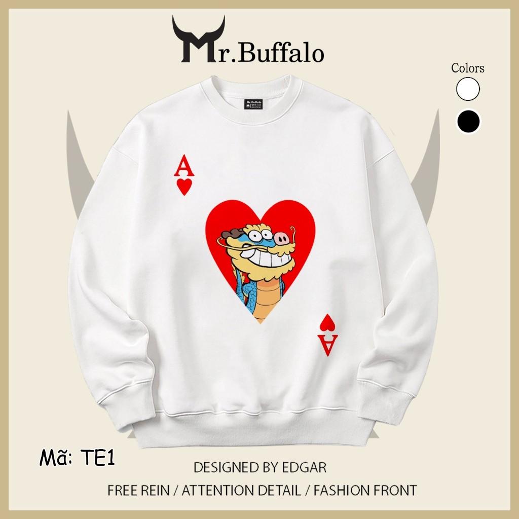 Áo Sweater trắng đen hình A cơ tết 2024 rồng TE1 Mr.Buffa