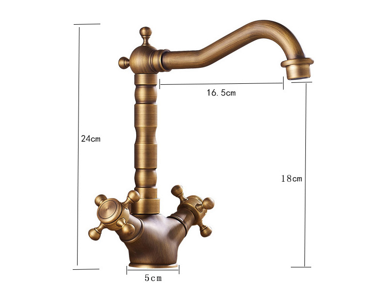 Vòi Lavabo nóng lạnh Tân Cổ Điển chân thấp - Hợp kim đồng thau + 2 dây cấp
