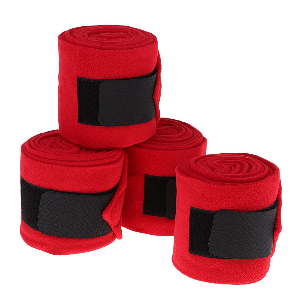 4 Rolls Fleece Leg Wraps Horse Equestrian Boots Bracer Leg Protection Wraps -