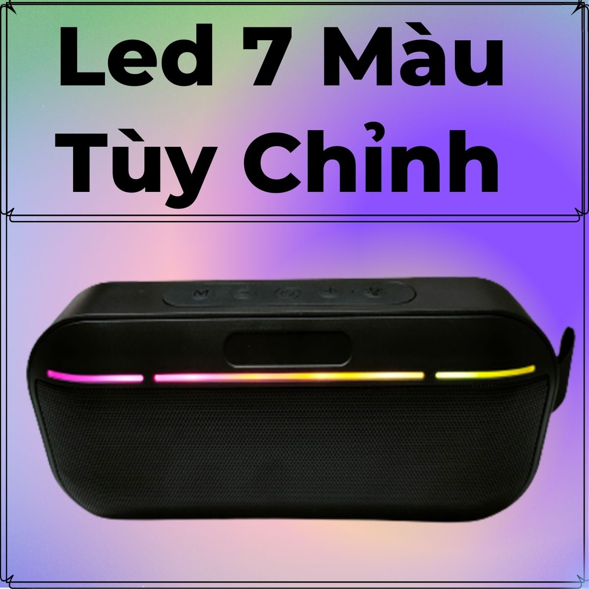 Loa Bluetooth MMS-300 Công Suất 4W, Pin 1200mAh, Đèn Led 7 Màu, Bass Mạnh, Hỗ Trợ Khe Cắm Thẻ Nhớ, USB, Đài FM