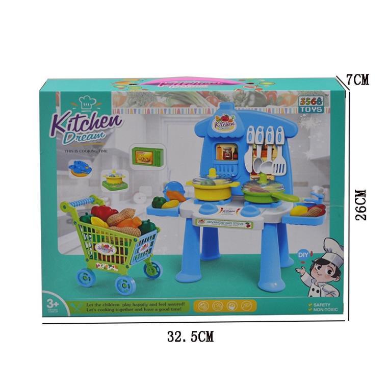 Bộ đồ chơi nấu ăn nhà bếp Kitchen Dream kèm - Bộ bếp nấu ăn cho bé kèm xe đẩy