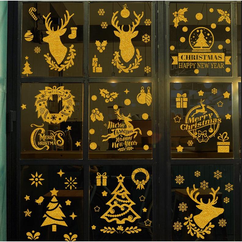 Decal Trang Trí Noel Hai Mặt Hít Tĩnh Điện - PHỤ KIỆN NOEL KIM TUYẾN NHIỀU MẪU