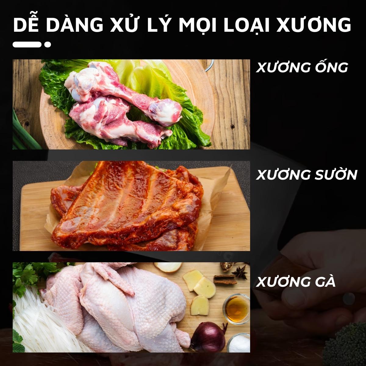 Dao chặt xương lớn DandiHome thép 4Cr13 nặng 890gr cao cấp