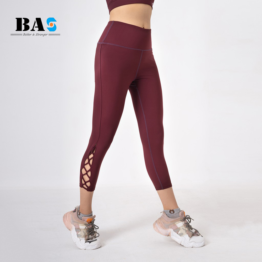 Quần legging lửng tập yoga gym aerobic BAS thiết kế đan dây hiện đại dễ phối đồ - QL210405