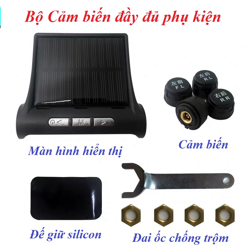 Cảm Biến Áp Suất Lốp Cao Cấp, Chạy bằng năng lượng mặt trời (cổng phụ USB) - Van Ngoài CB01