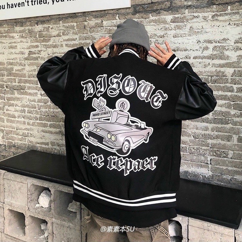 Áo bomber D phối da
