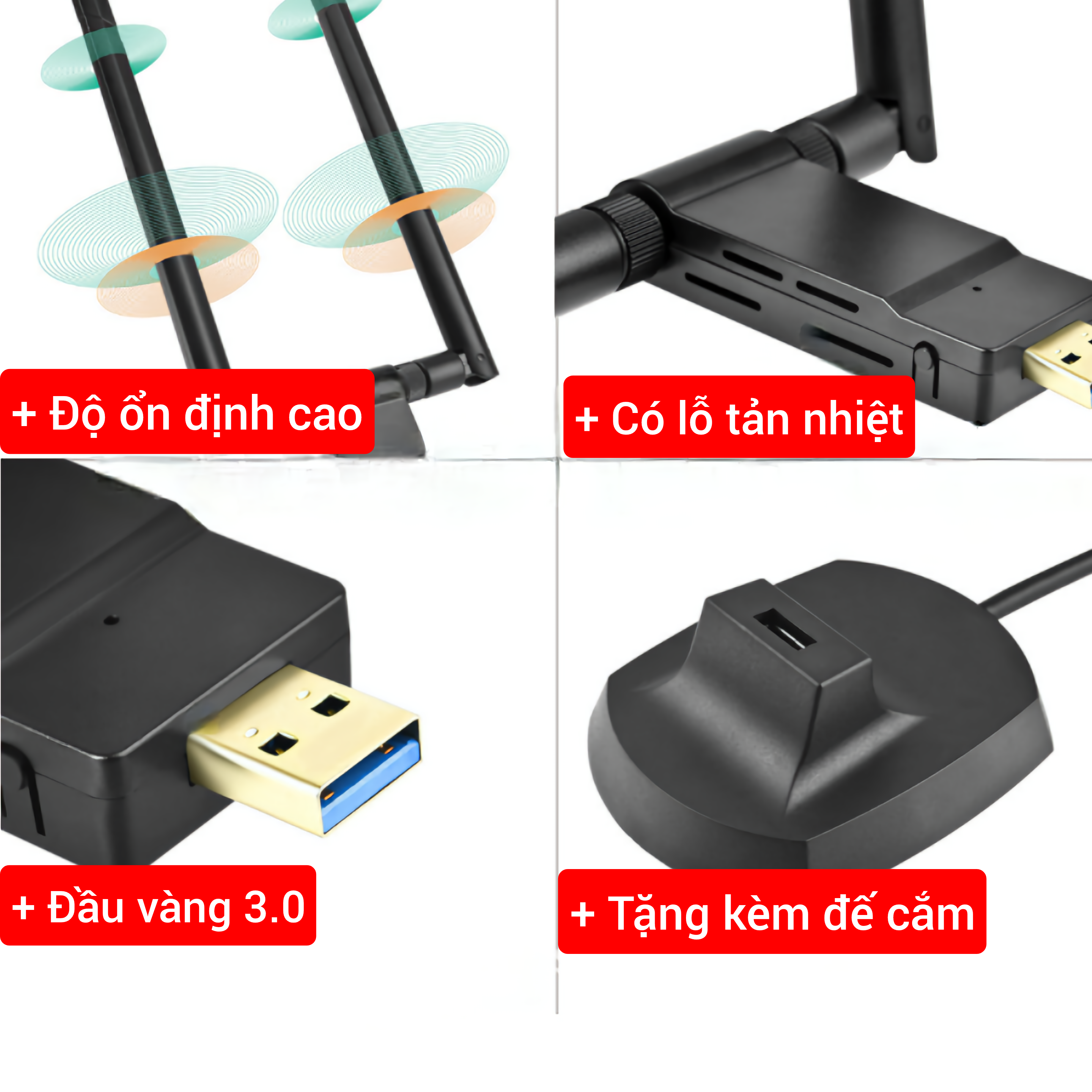 Nâng cấp WiFi 5G dễ dàng với USB WIFI 3.0 siêu tốc 1750Mbps bắt 5GHz cho máy bàn PC laptop - Nota 1750Mb Anten Đôi Pro