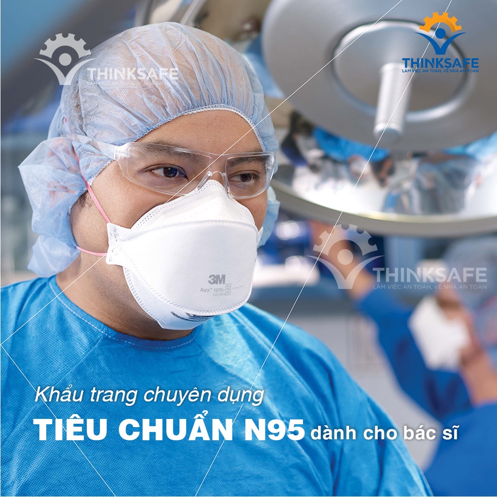 Khẩu trang N95 3M chính hãng Thinksafe, đạt chuẩn FDA, dây đeo qua đầu, đẹp, vải kháng khuẩn, dùng cho y tế - 3M 1860 - 3M 1870