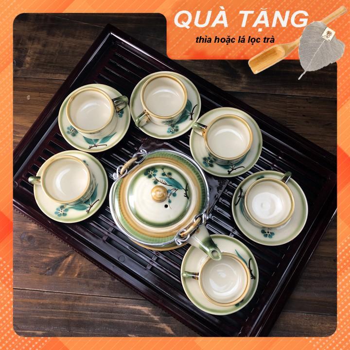 Ấm trà dáng trúc vẽ tay chén lớn