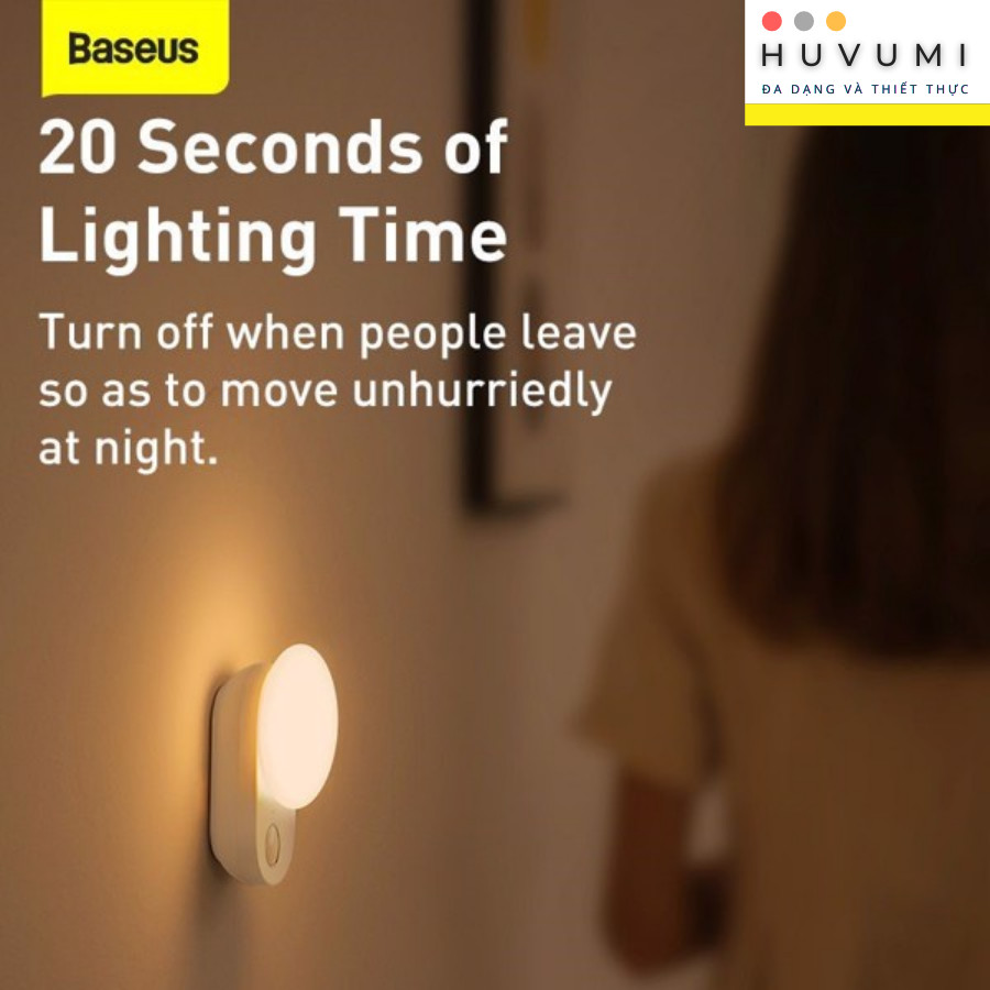 Đèn cảm ứng chuyển động thông minh Baseus Full Moon Human Body Induction Night Light - LVP001-WH  [Hàng Chính Hãng]