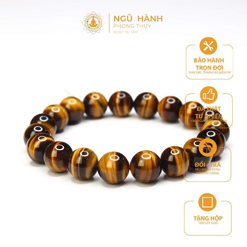 Vòng tay đá mắt hổ vàng nâu 10 mm may mắn phong thủy