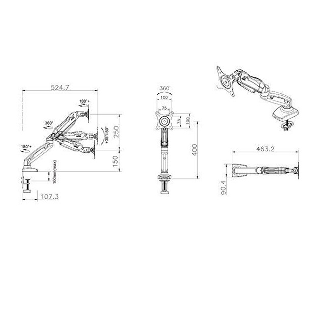 GIÁ ĐỠ MÀN MÁY TÍNH GẮN BÀN F80 (17-27 INCH) - HÀNG NHẬP KHẨU