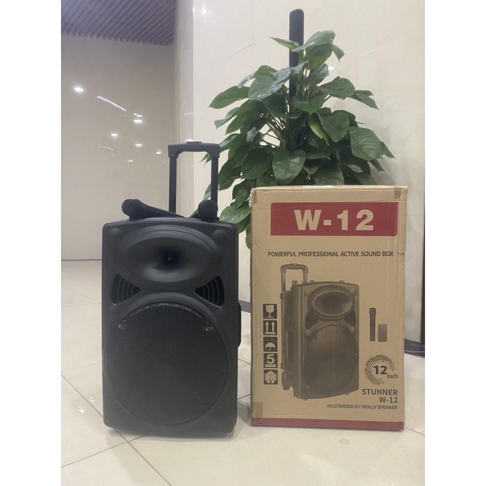 Loa Kéo Di Động W12 1(Bass 3 tấc, 2 Micro, Nặng ~ 7Kg)