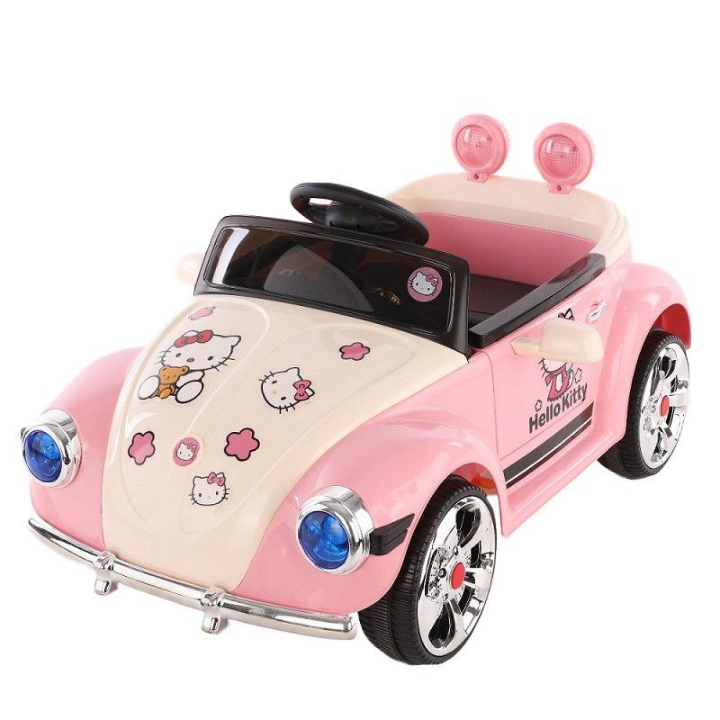 Ô tô xe điện đồ chơi BRJ5169 cho bé gái tự lái và điều khiển từ xa kèm hình dán trang trí (Xanh-Hồng)
