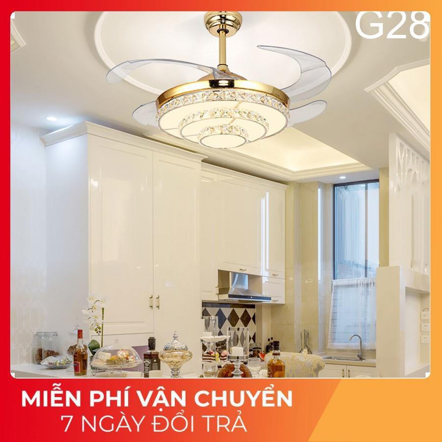 Quạt trần đèn dấu cánh, quạt đèn trang trí cánh xếp G28- quạt cánh cụp cánh xòe 3 chế độ sáng,điều khiển từ xa