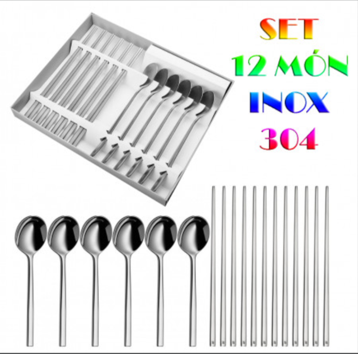 SET 12 MUỖNG ĐŨA INOX 304 SANG TRỌNG