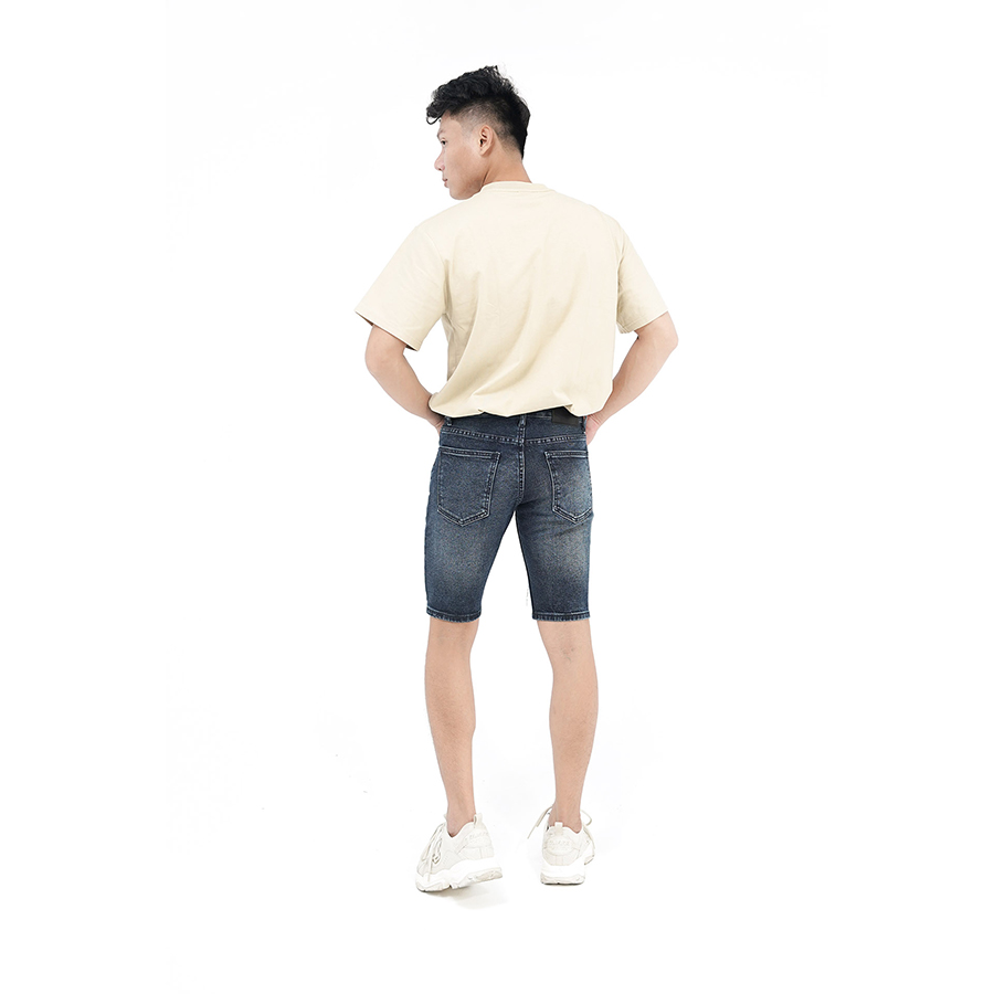 Quần Short Jeans Nam Rách Cao Cấp HUNTER X-RAYS  Slimfit Thun Màu Xanh Đen S45