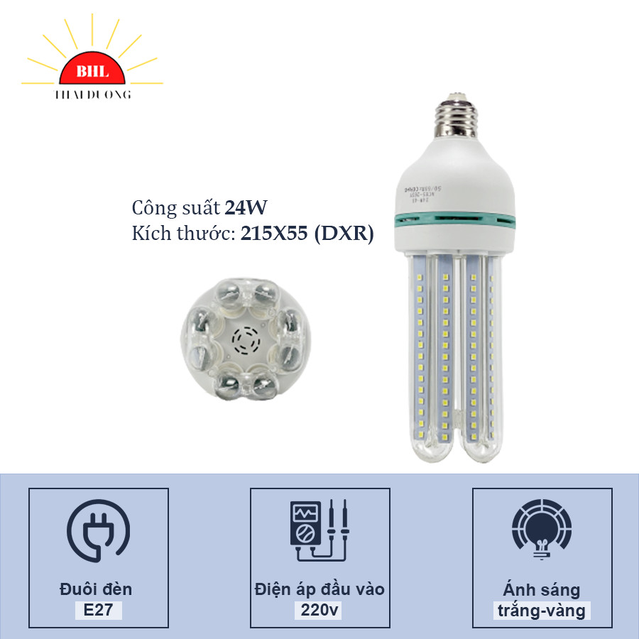 Bóng Đèn Led Chữ U 3W - 5W - 7W - 12W - 16W - 24W - 32W Siêu Sáng