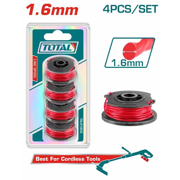BỘ 4 CUỘN DÂY CƯỚC CẮT CỎ 1.6MM TALS1602 TOTAL - HÀNG CHÍNH HÃNG