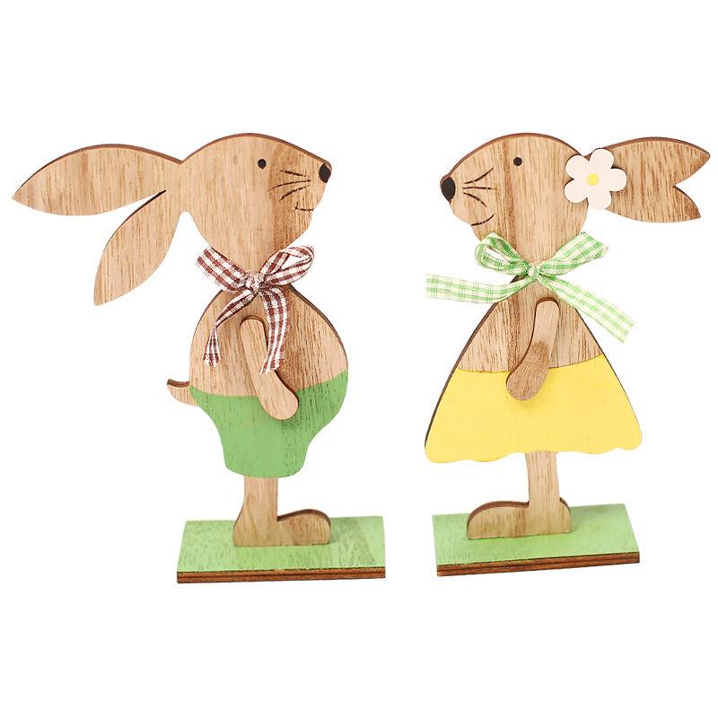 Hình ảnh Tập hợp các tác phẩm điêu khắc bằng gỗ trang trí 2PC trong thỏ, trang trí cho ngôi nhà, bức tượng thỏ bằng gỗ (15114cm, 159,54cm)