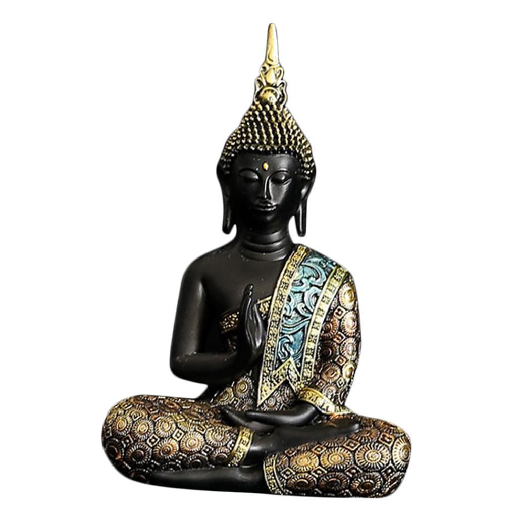 Thai Resin Buddha Meditating Statue Figurine Sculpture Ornaments  Office