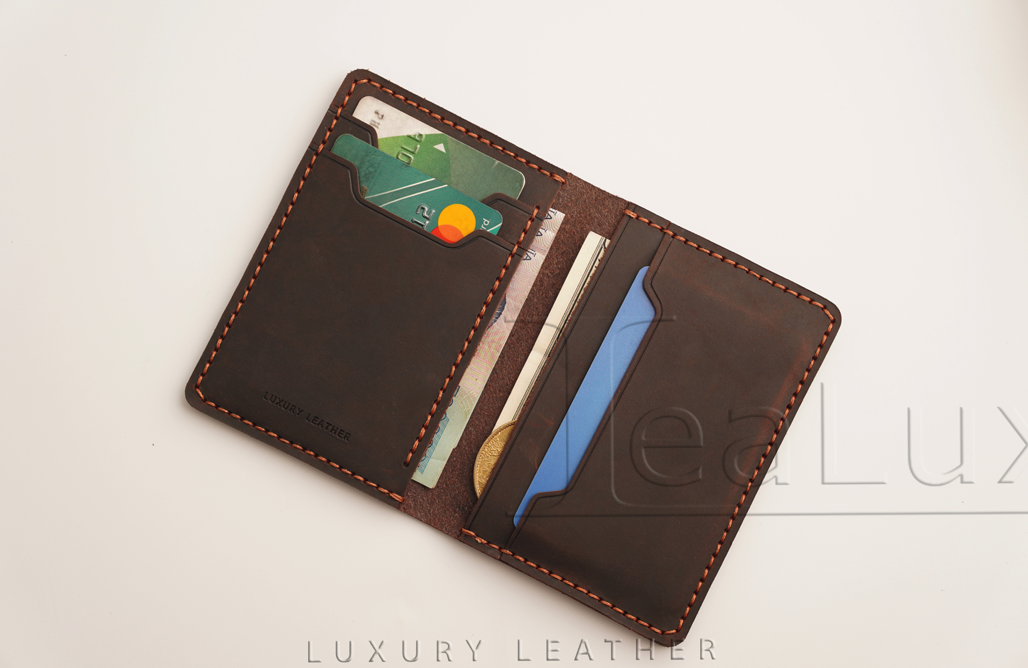 Ví Da Nam Nữ Đựng Thẻ LEALUX Mini Handmade 1