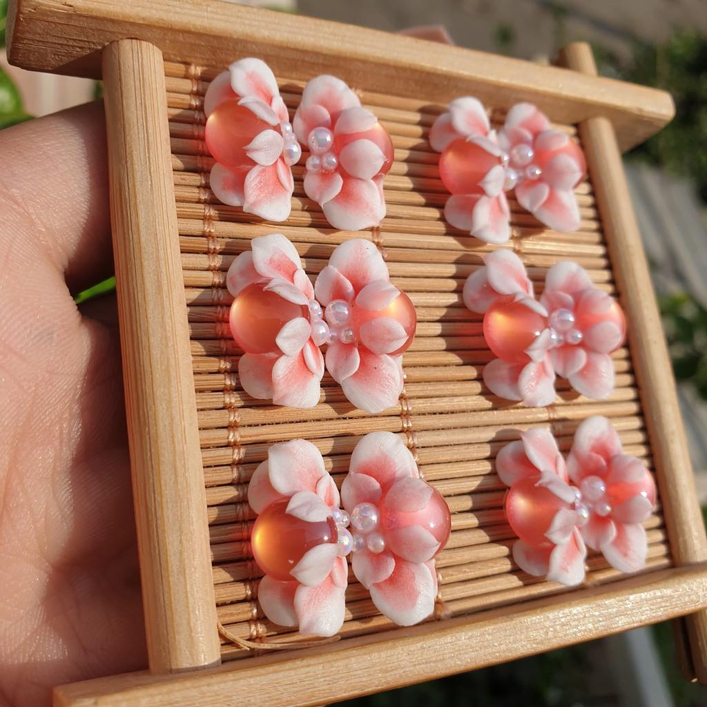 Hoa nửa ôm đá mắt mèo - Hoa bột đính móng 12HA