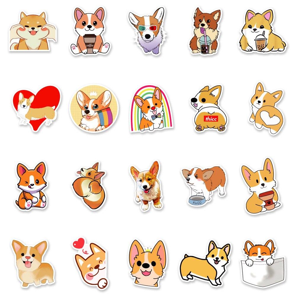 Sticker chó corgi Cắt Sẵn Hình Dán Trang Trí Mũ Bảo Hiểm Laptop Điện Thoại Ván Trượt Sổ tay Notebook