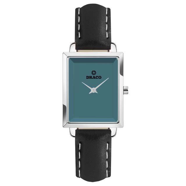 Đồng hồ nữ Draco D23-EL04 &quot;Elegant&quot; trắng kết hợp chất liệu dây da bò màu đen-phụ kiện thời trang nữ nhẹ nhàng tinh tế