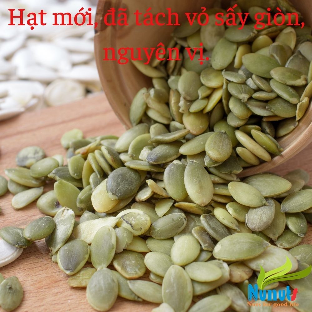 Hạt bí tách vỏ Ấn Độ,NGUYÊN VỊ, sấy giòn, ăn vặt cực ngon Nunuts ( gói 100g).