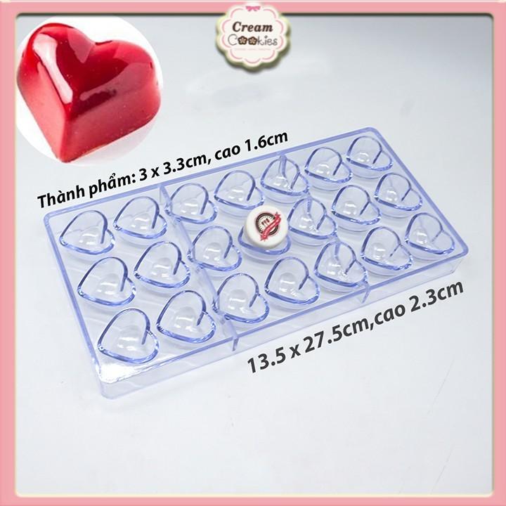 ✿✿✿Khuôn Nhựa Cứng Đổ Socola 21 Hình Trái Tim Trơn✿✿✿