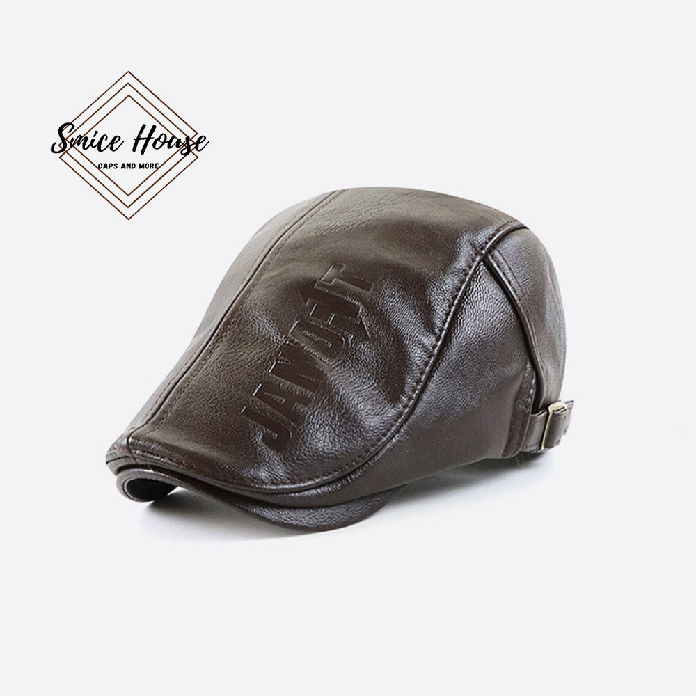 Nón beret da Jamont nam cao cấp logo dập nổi - mũ nồi nam cao tuổi thu đông cho ông và bố hàng nhập khẩu- Smice House