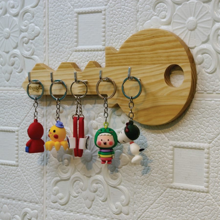 Móc treo chìa khóa bằng gỗ dán tường, móc dán tường để chìa khóa, quần áo, móc dán tường decor trang trí nhà cửa