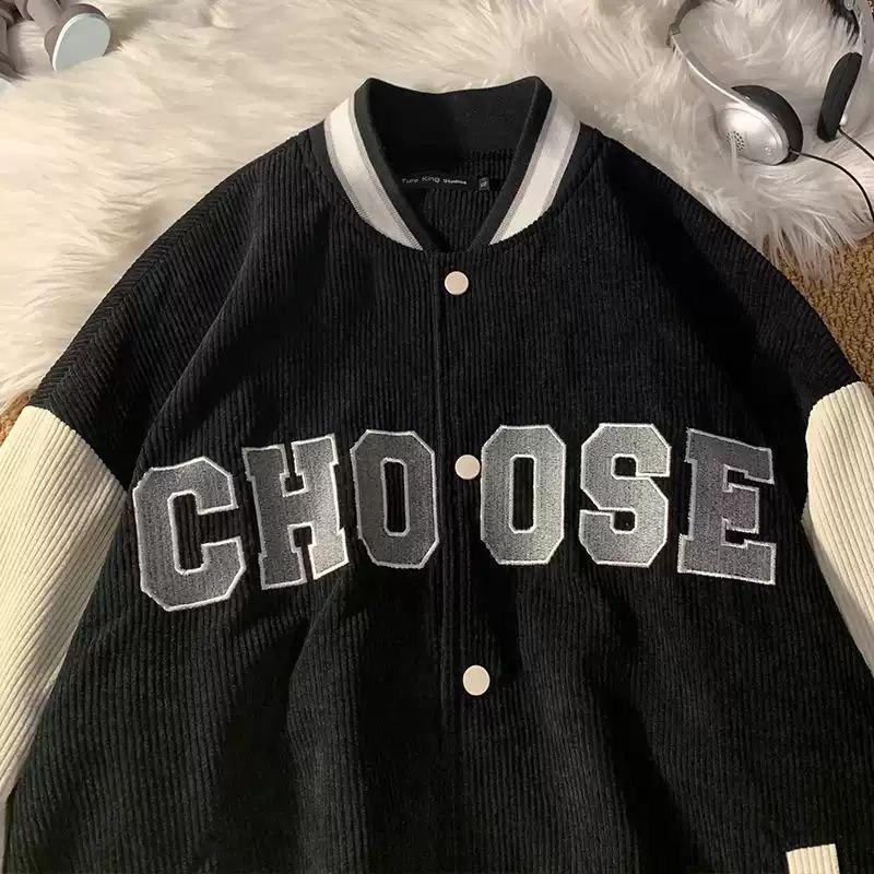 Hình ảnh Áo khoác nữ  bomber free size, áo bomber cho nữ nhung tăm CHOOSE bóng chày cute 2 màu đen và kem