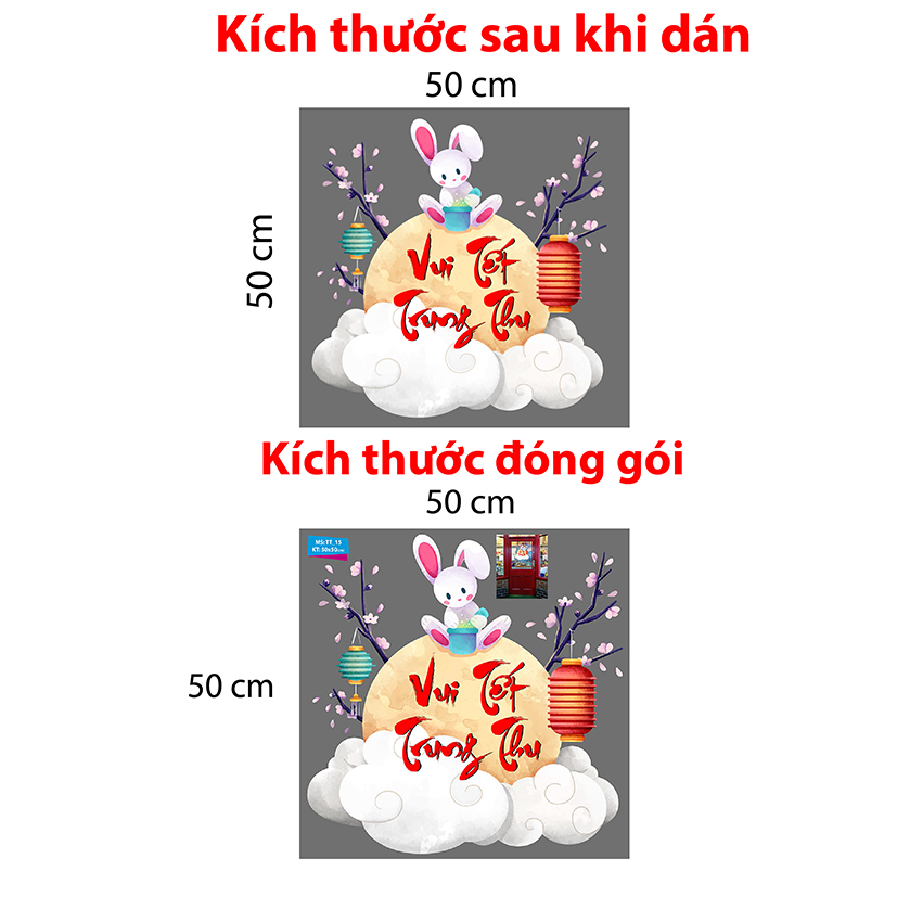 Decal trang trí trung thu 2021  vui Tết Trung Thu